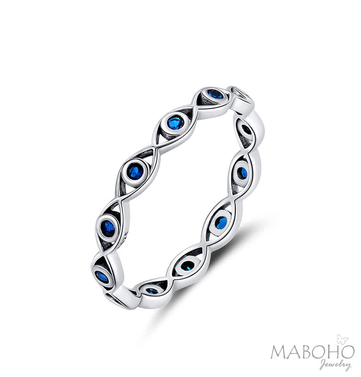 evil eye stacking ring indigo