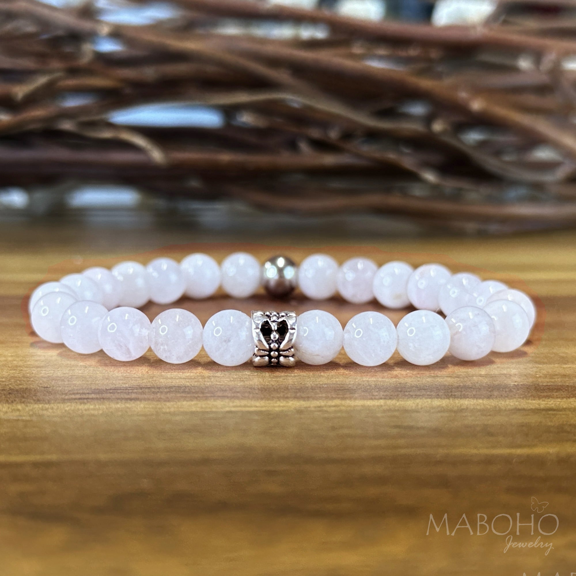 morganite bead bracelet