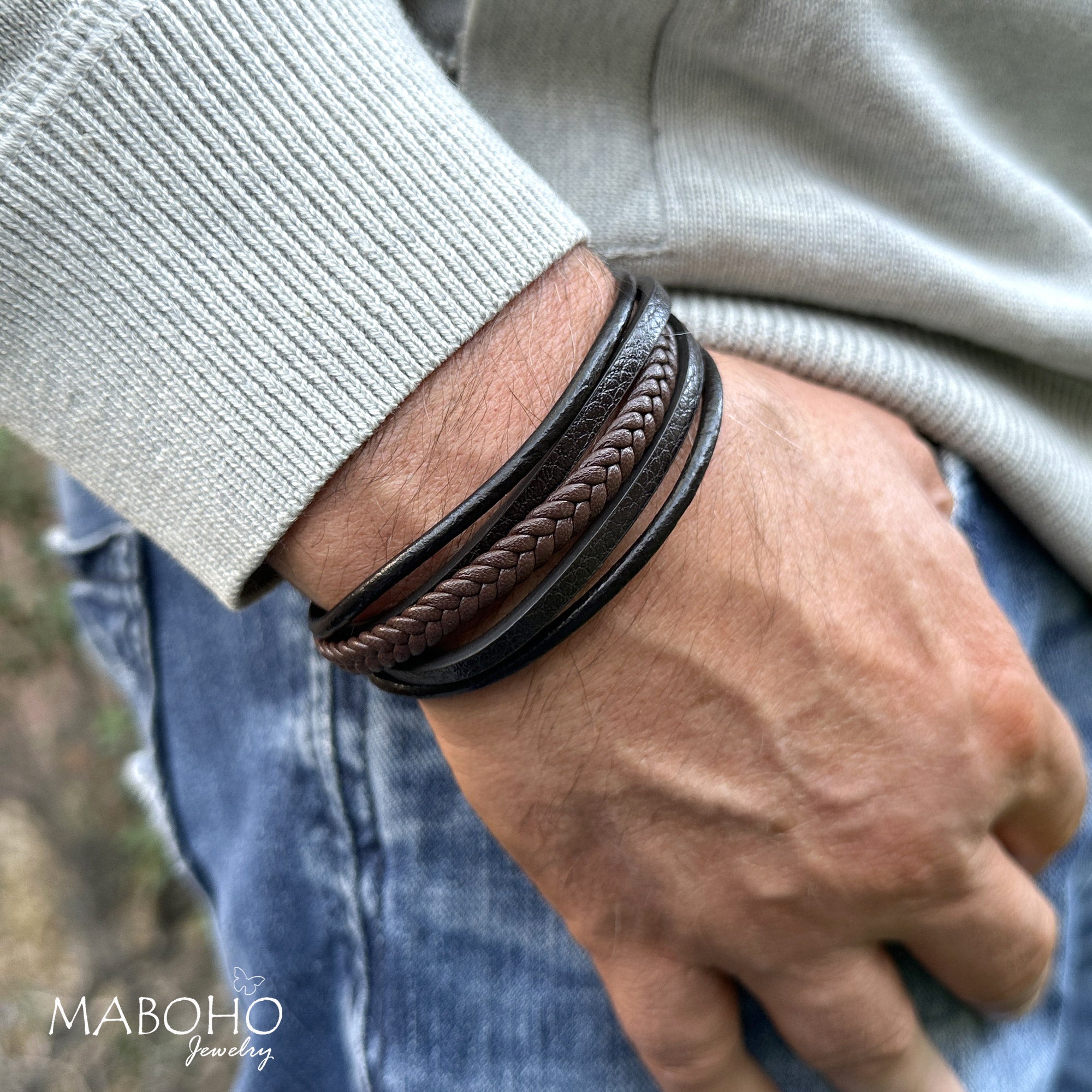 5 wrap leather bracelet