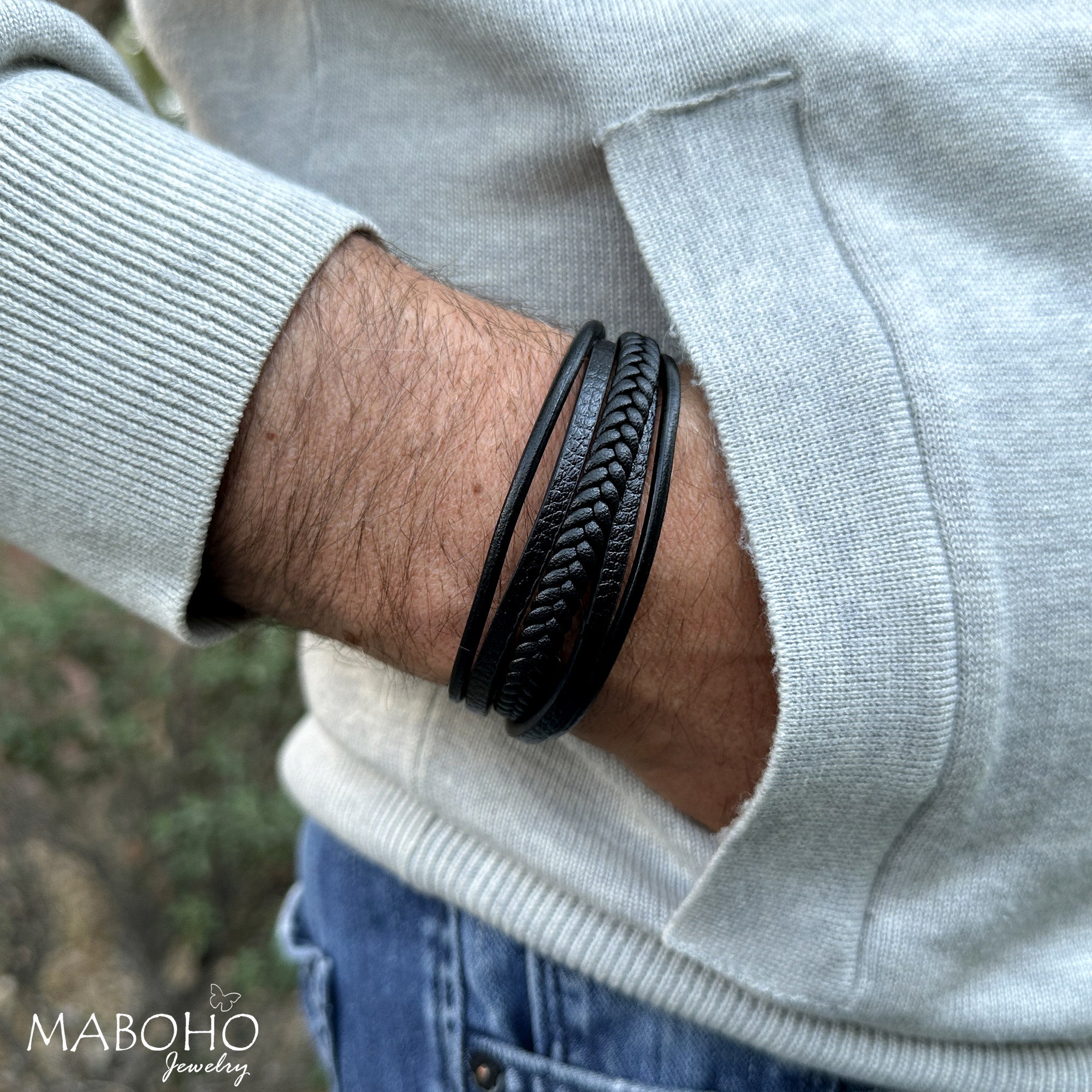 5 layer leather bracelet