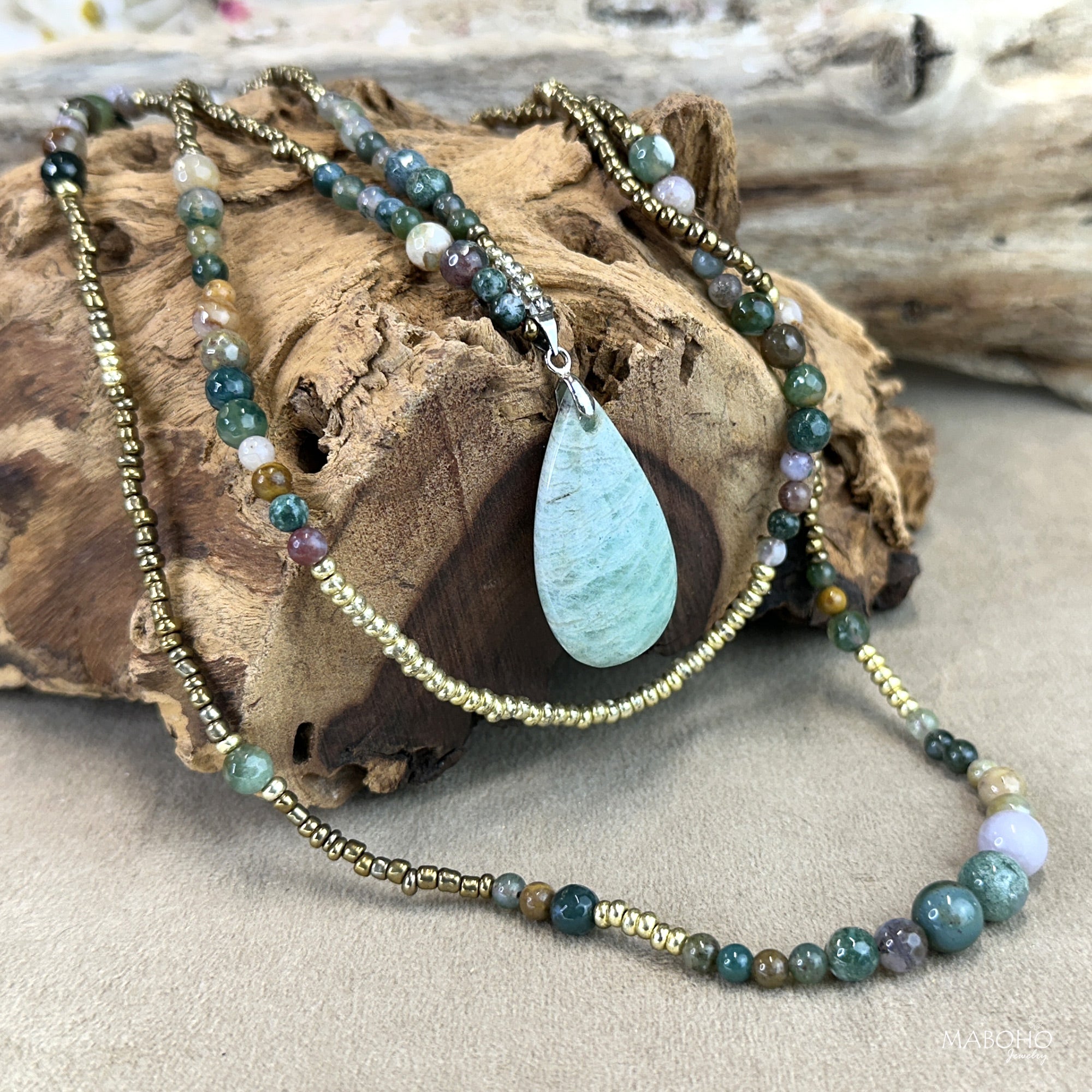 amazonite layered necklace