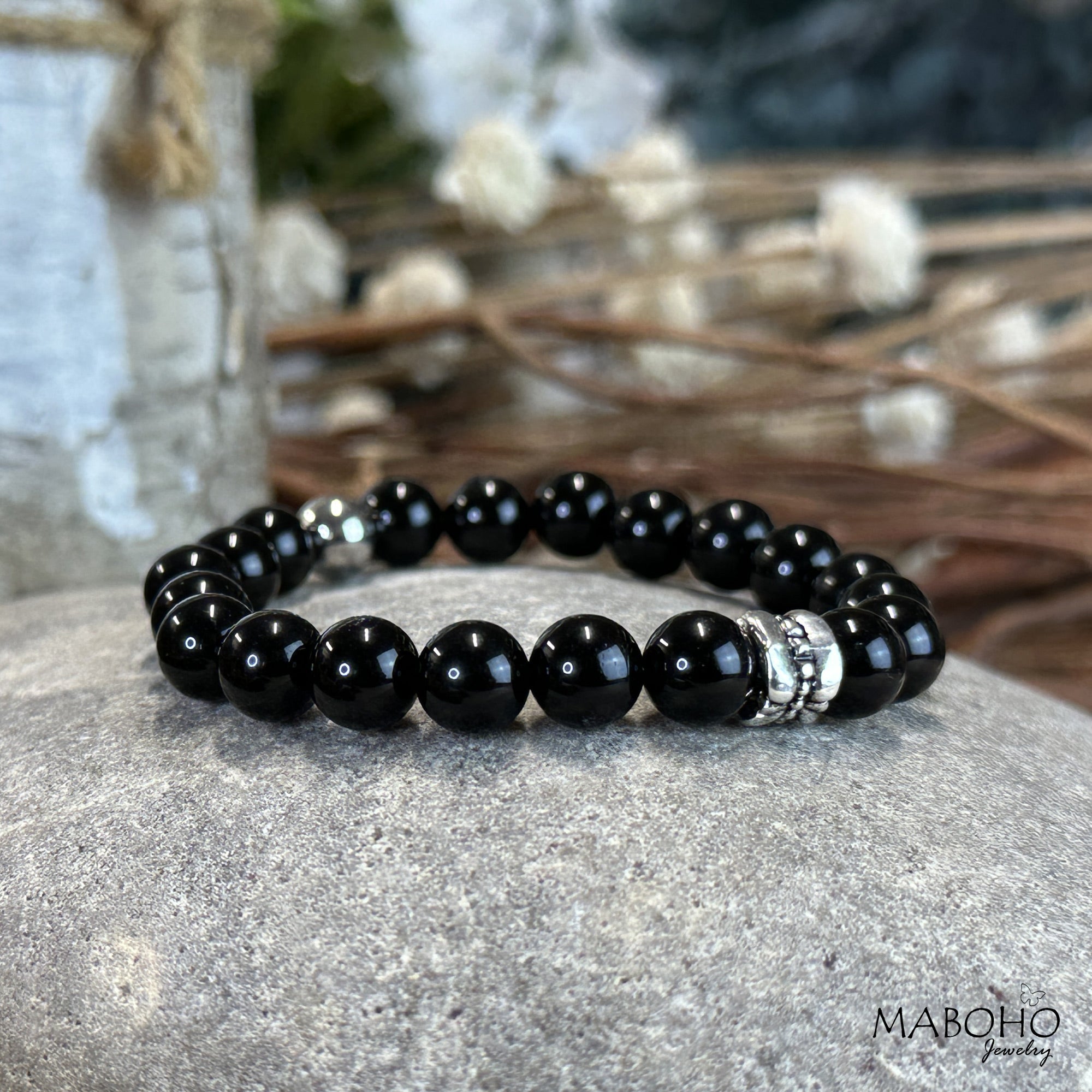 Obsidian Bead AAA Stretch Protection Bracelet