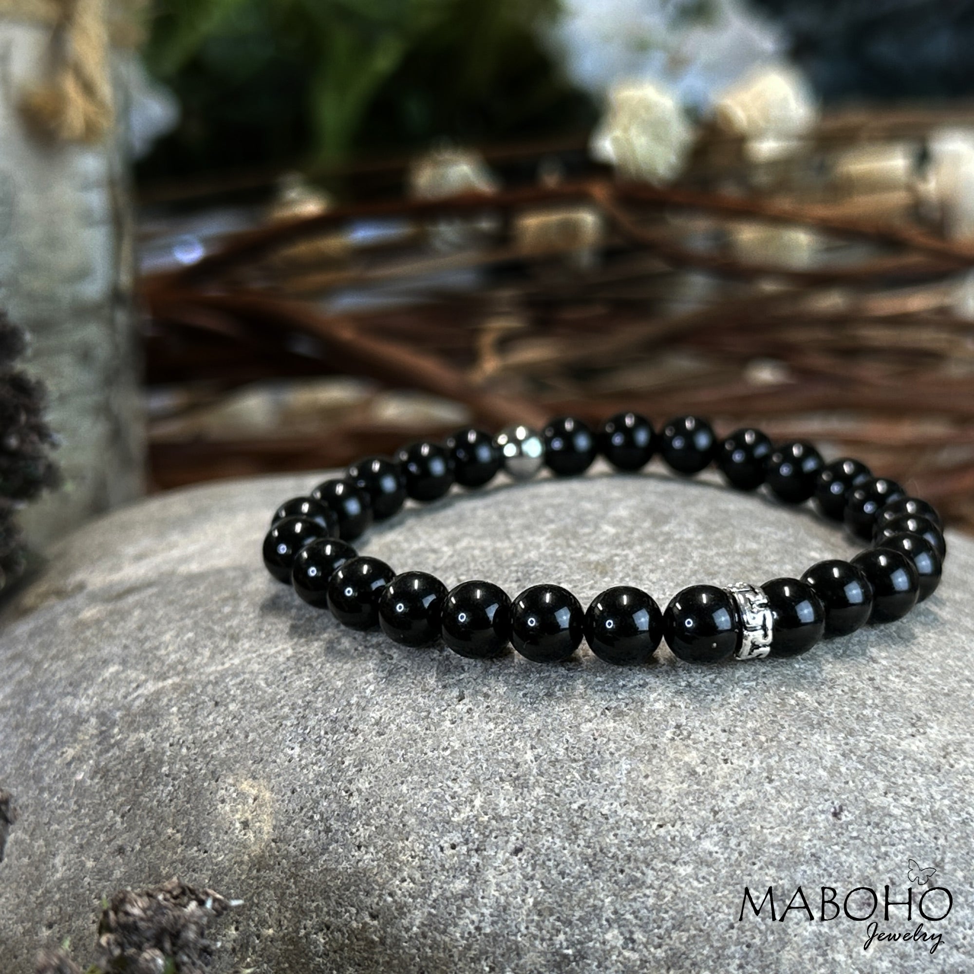 obsidian bead bracelet