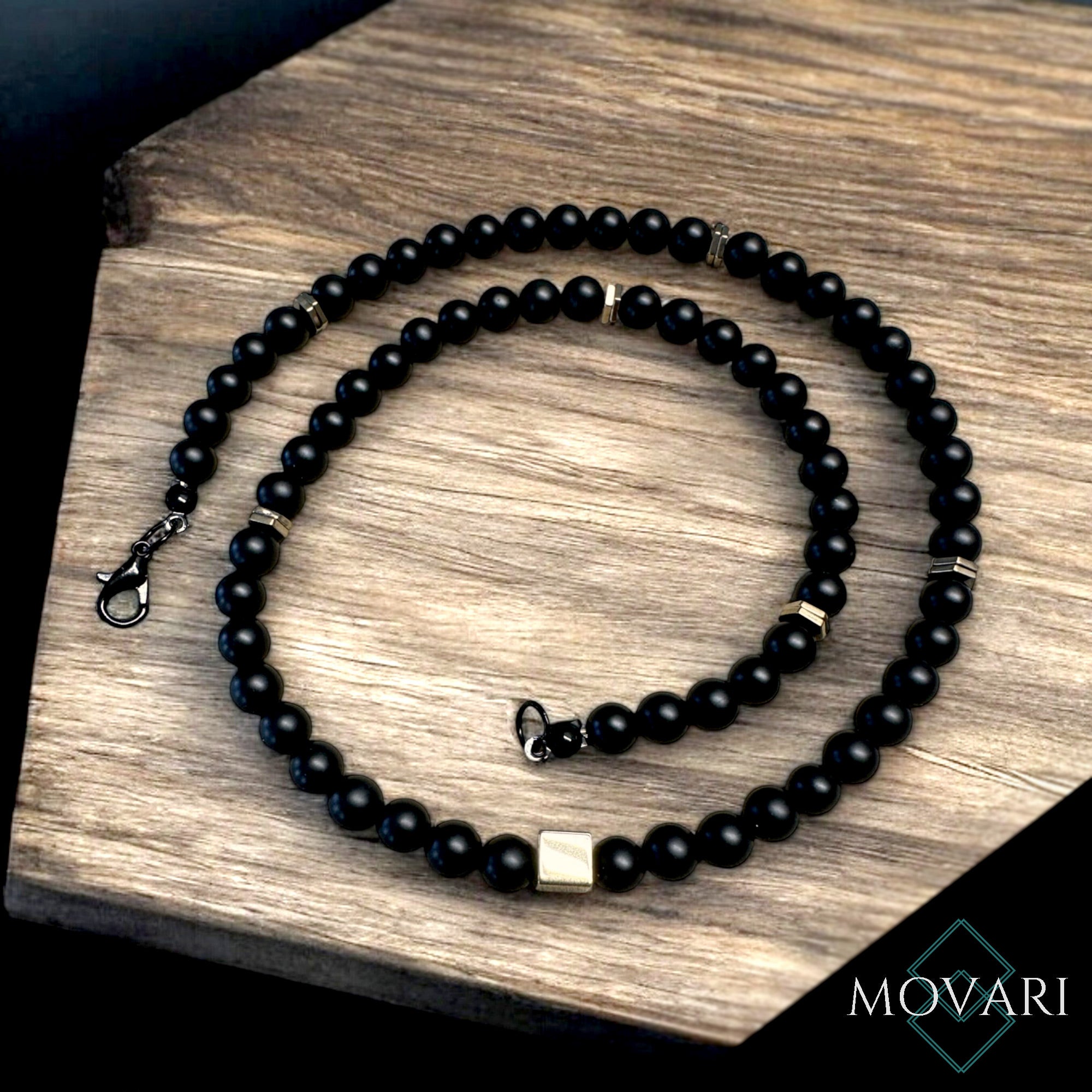 Necklace For Men Black Onyx Pyrite