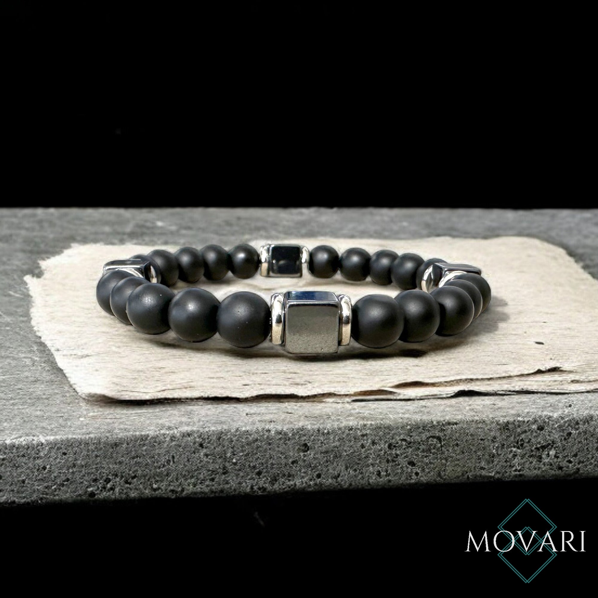 Onyx Hematite Geometric Men's Bracelet