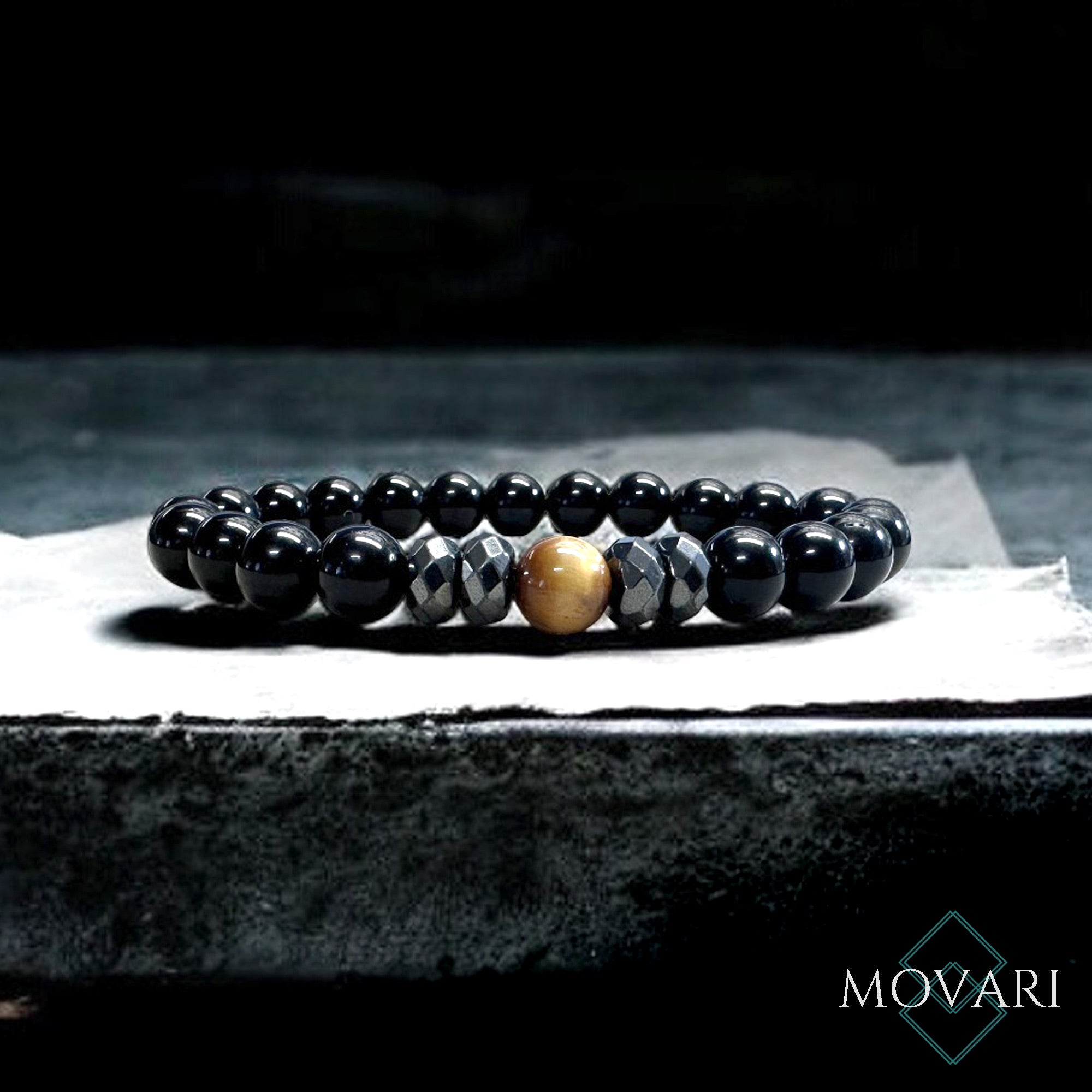 Mens Bracelet Obsidian Warm Sun Tiger's Eye