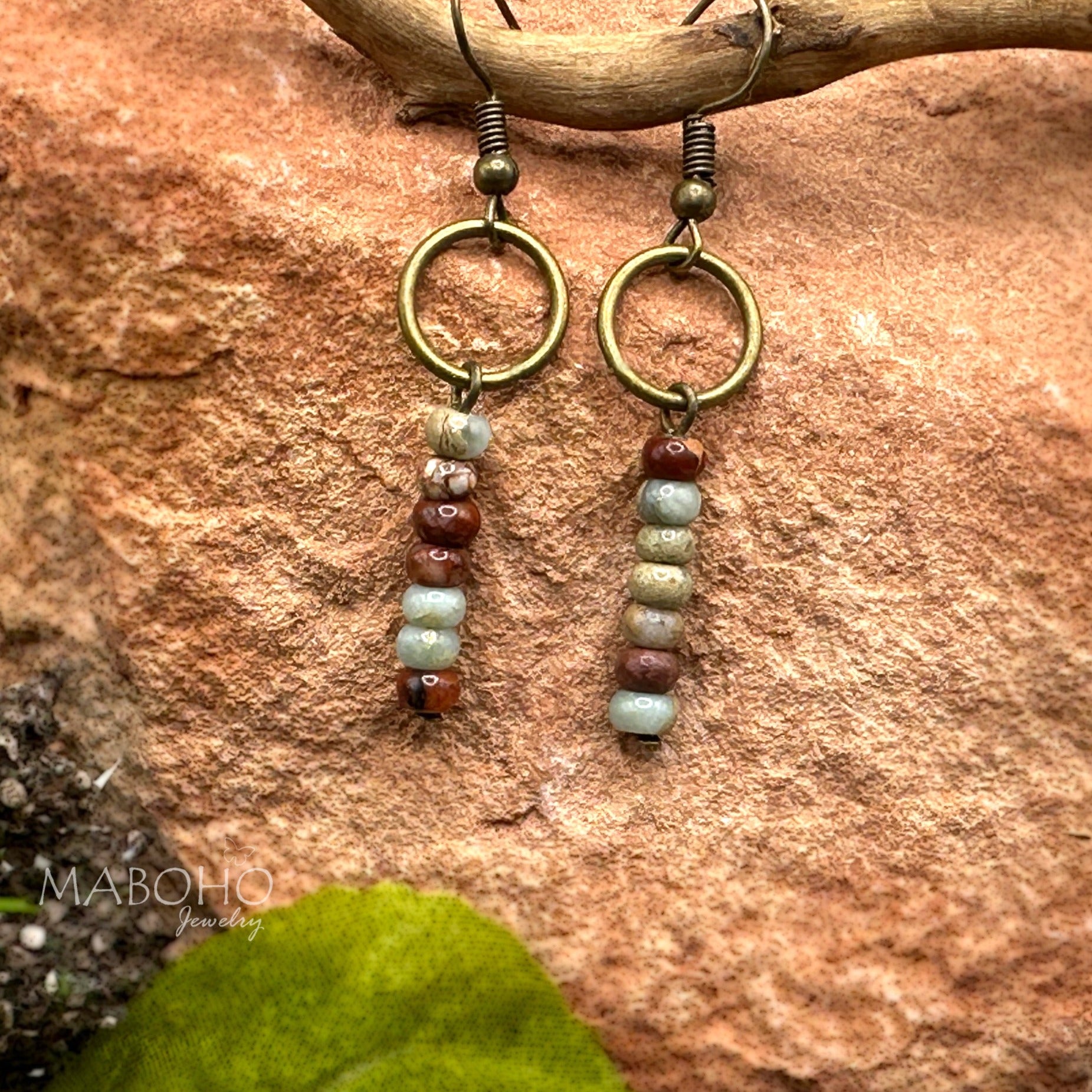 vintage jasper drop earrings