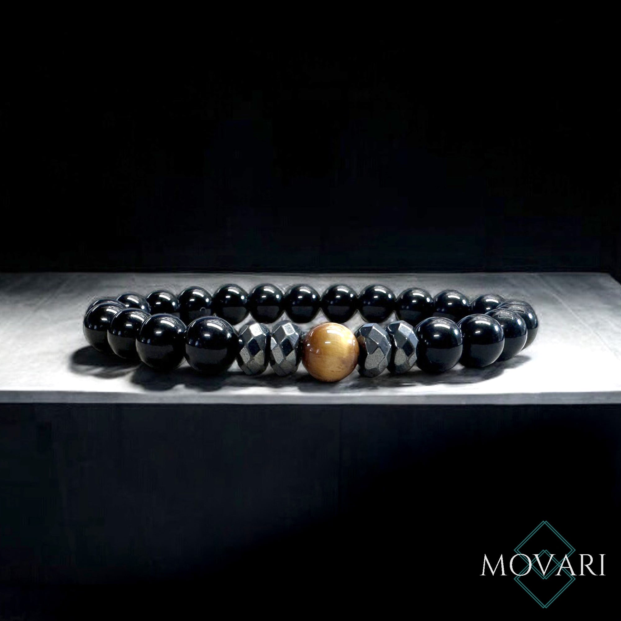 Mens Bracelet Obsidian Warm Sun Tiger's Eye