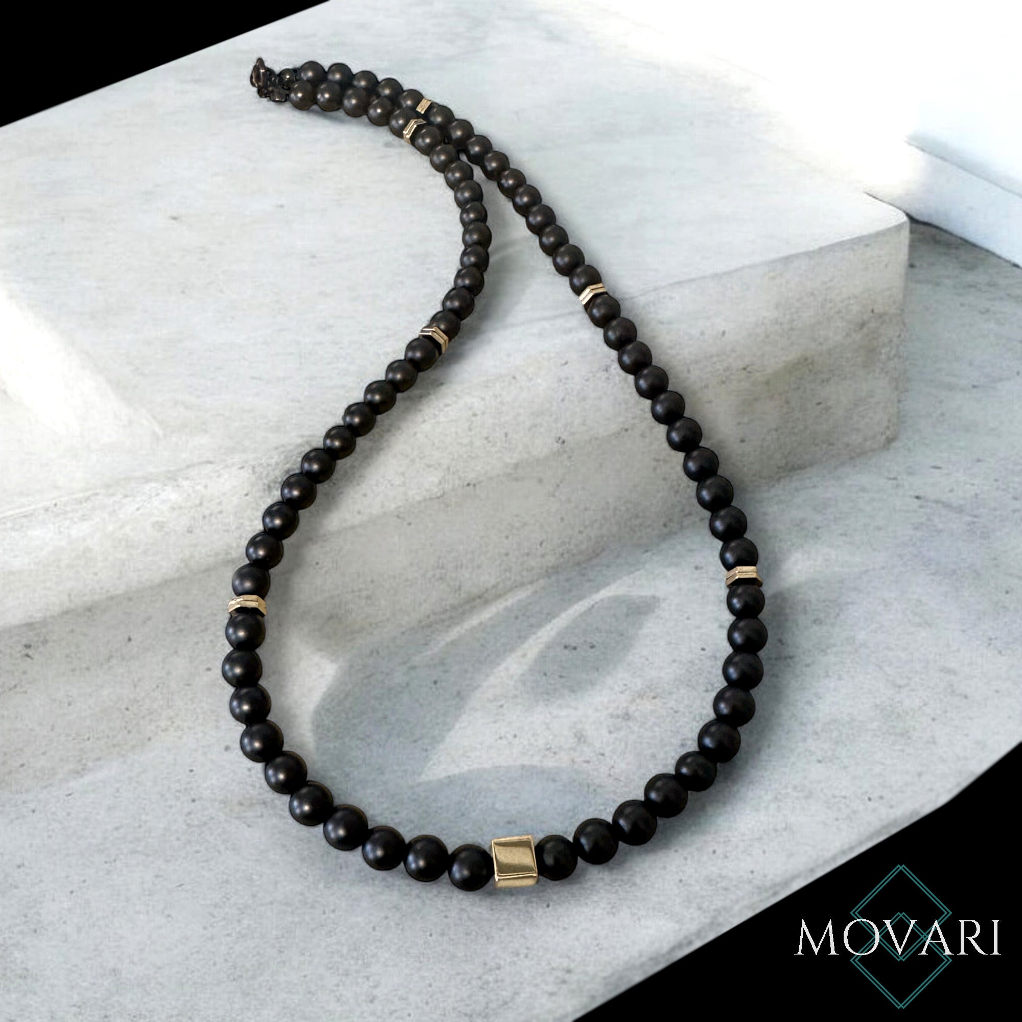 Necklace For Men Black Onyx Pyrite