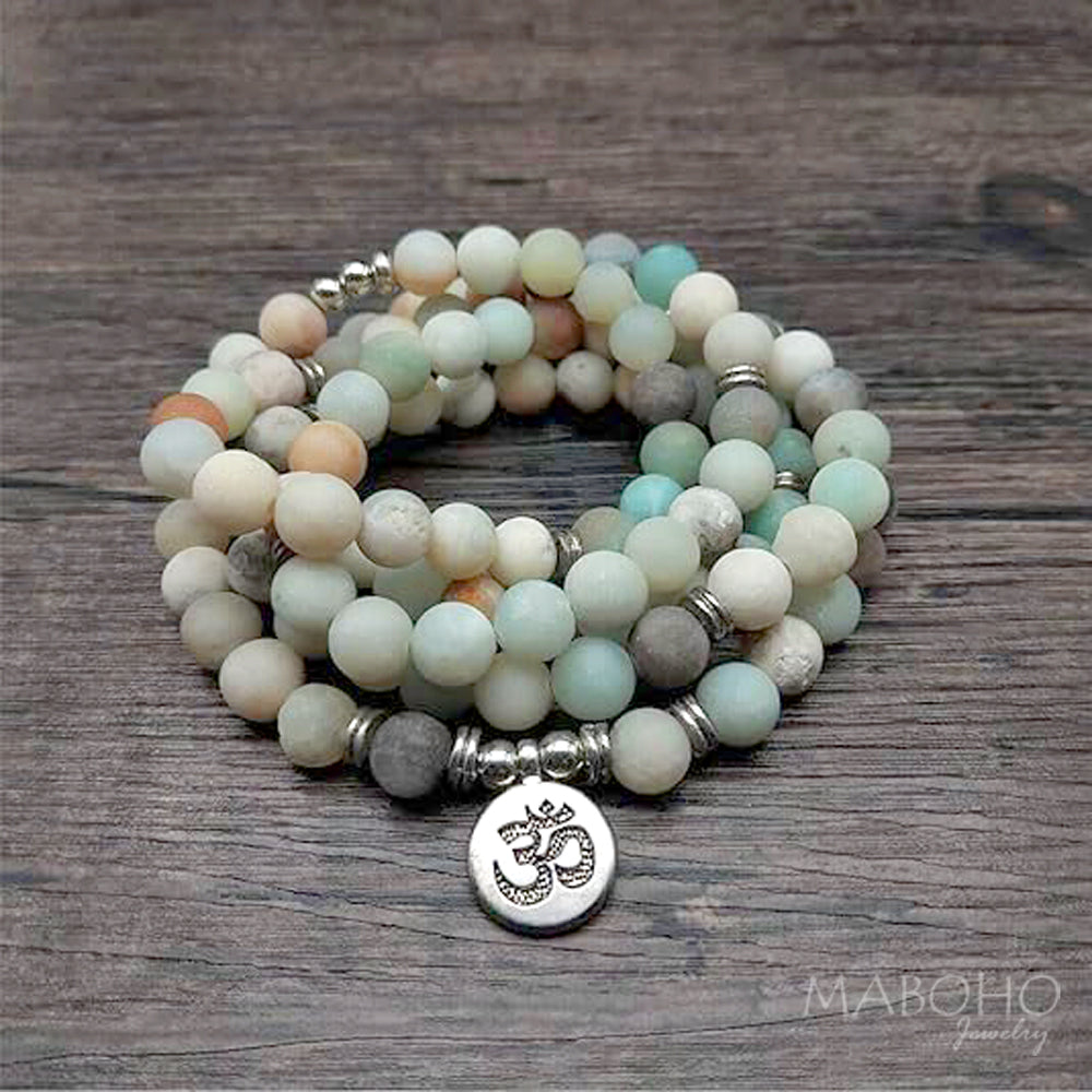 om 108 mala bead yoga necklace