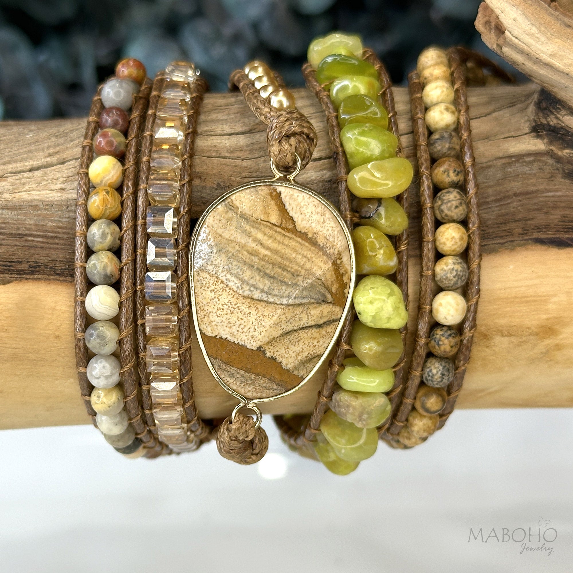 picture jasper green opal 5 wrap bracelet