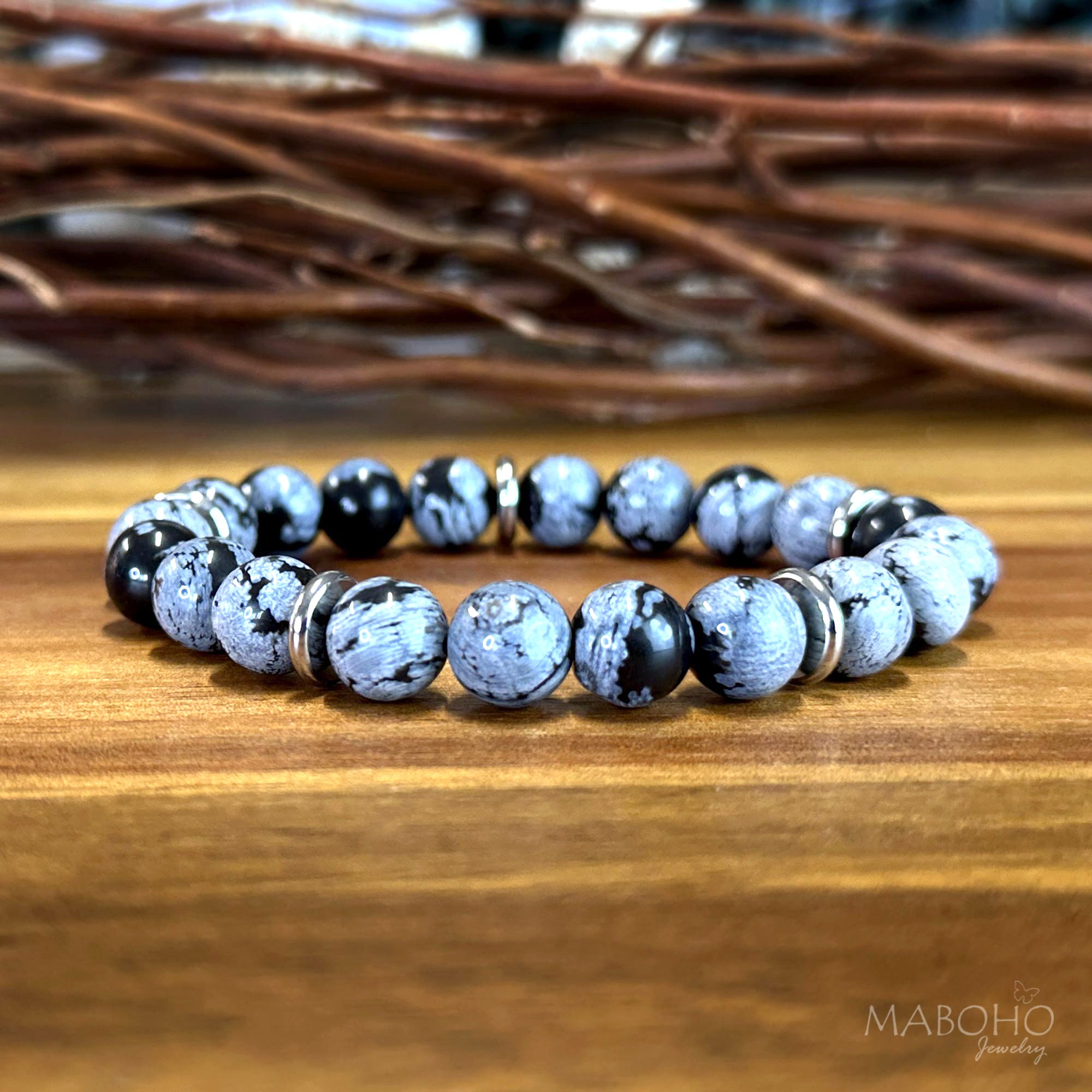 snowflake obsidian bracelet