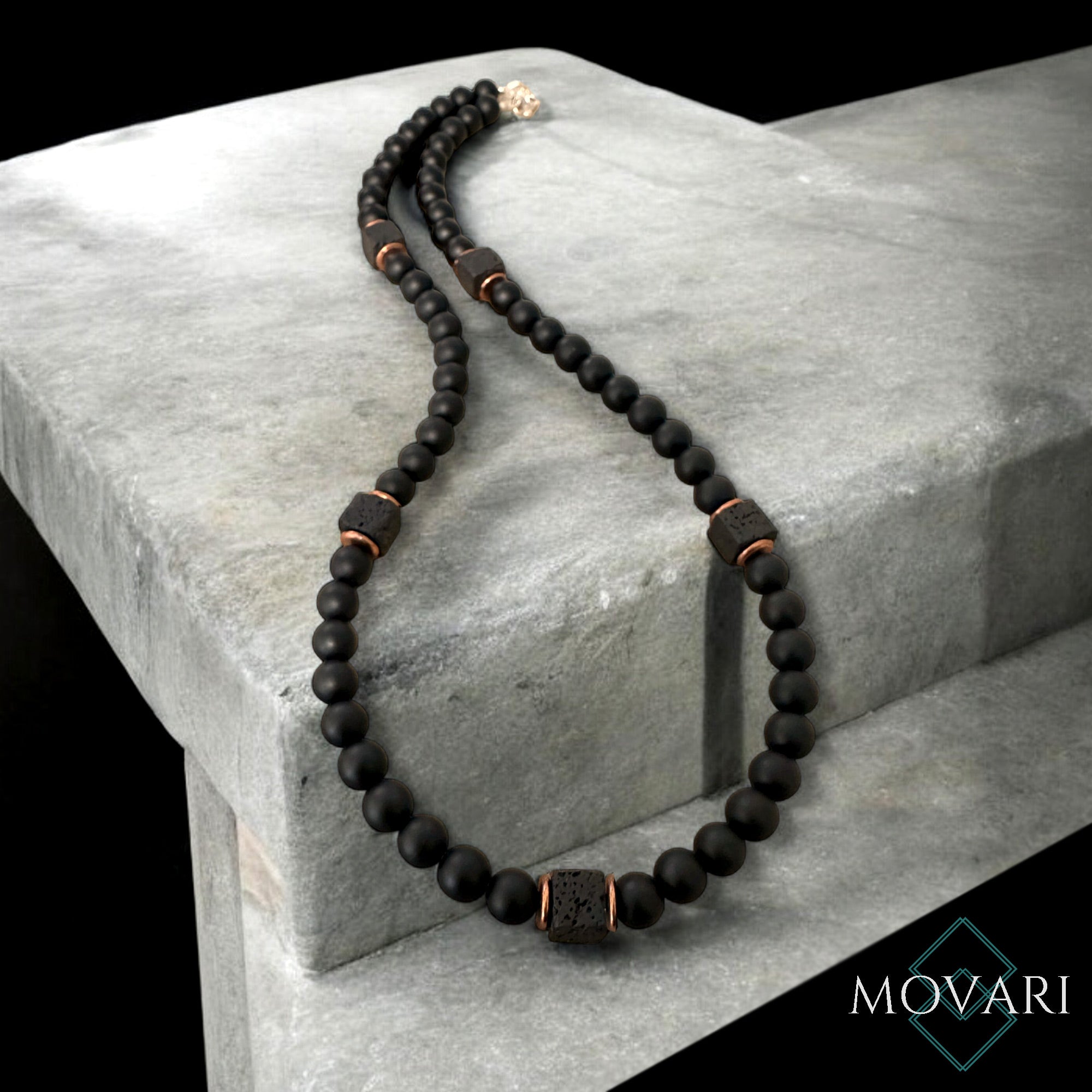 Sleek Men's Necklace Matte Onyx