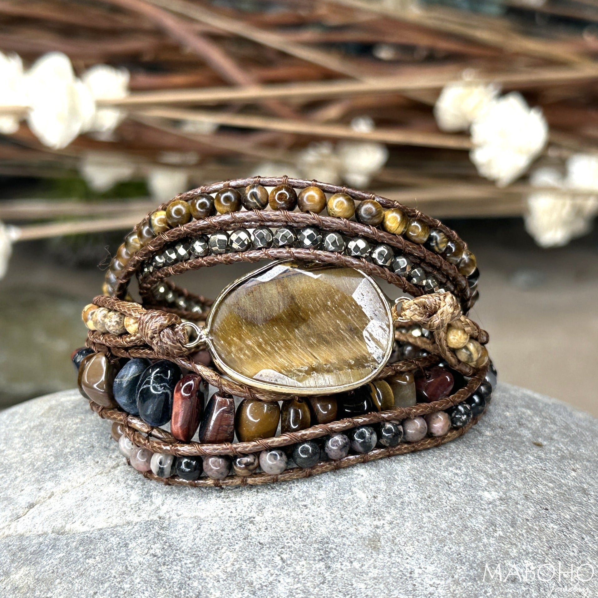 tigers eye wrap bracelet