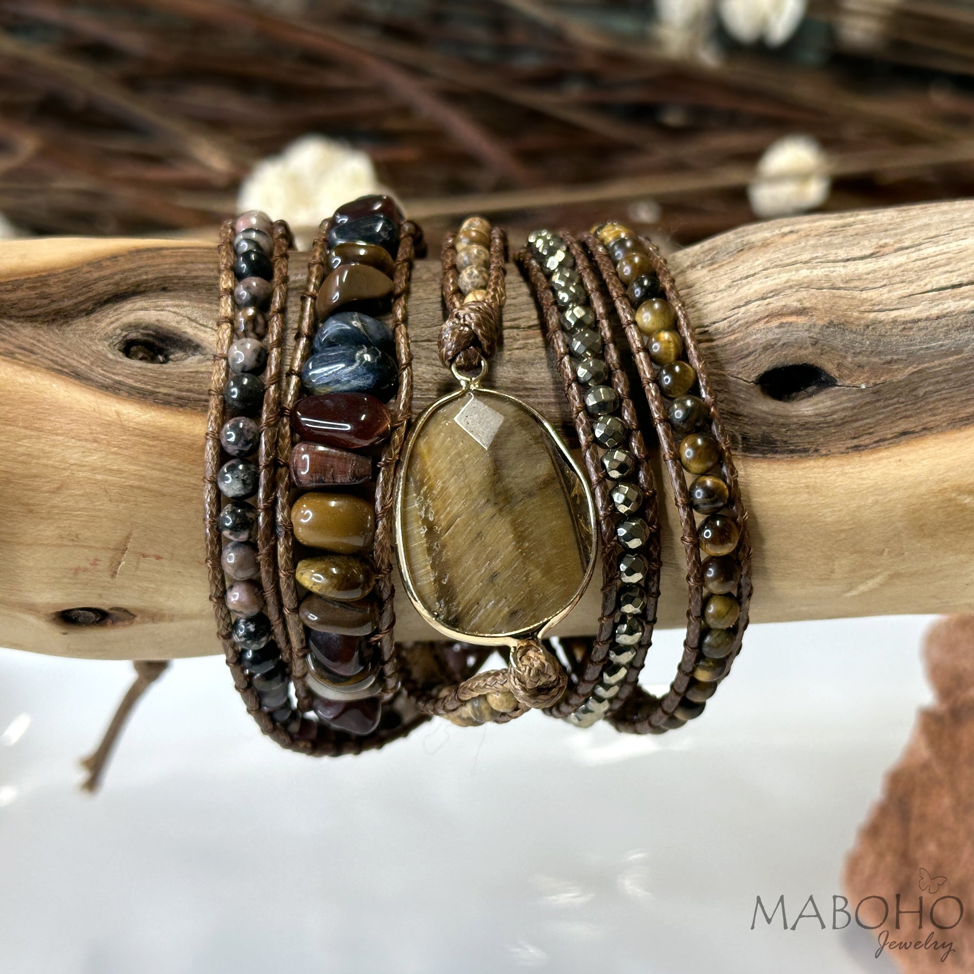 tigers eye wrap bracelet