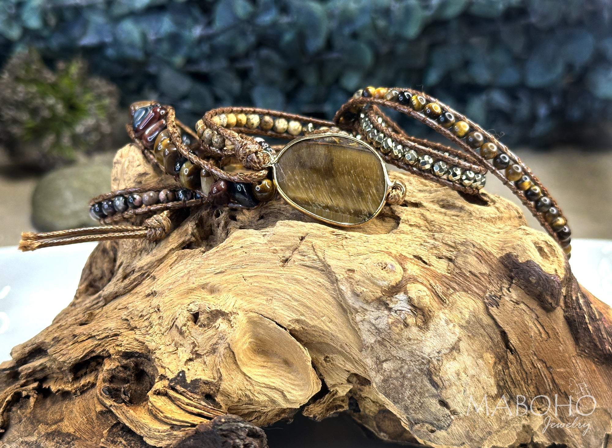 tiger eye wrap bracelet beach