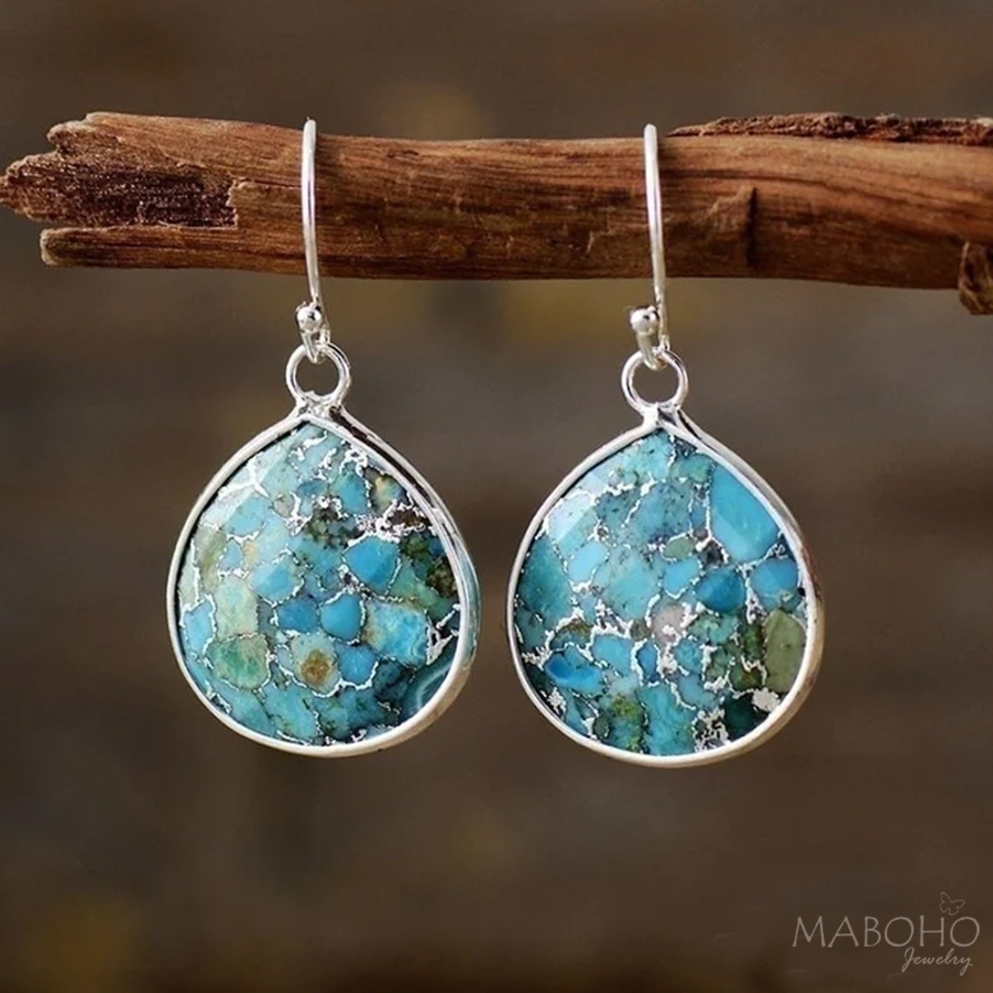 bohemian African turquoise drop earrings