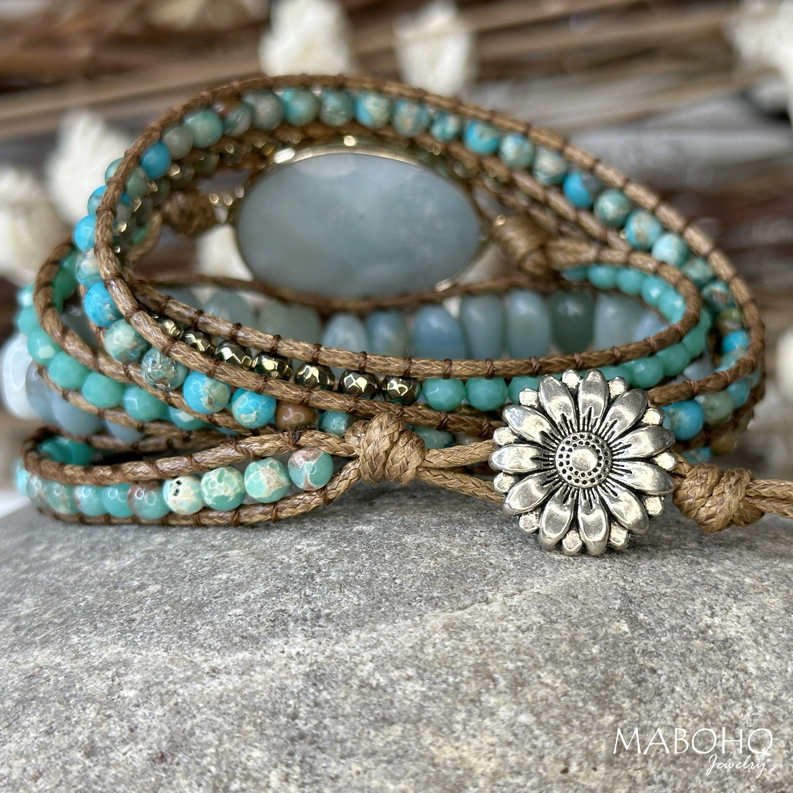 boho beach blue amazonite bracelet