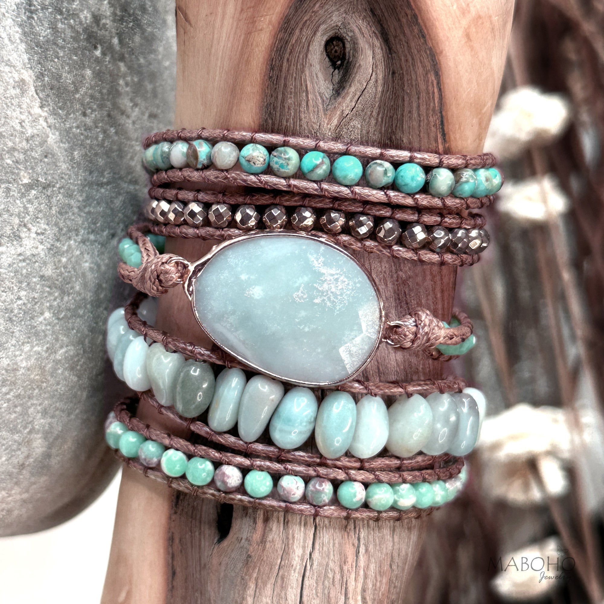 amazonite 5 wrap adjustable bracelet