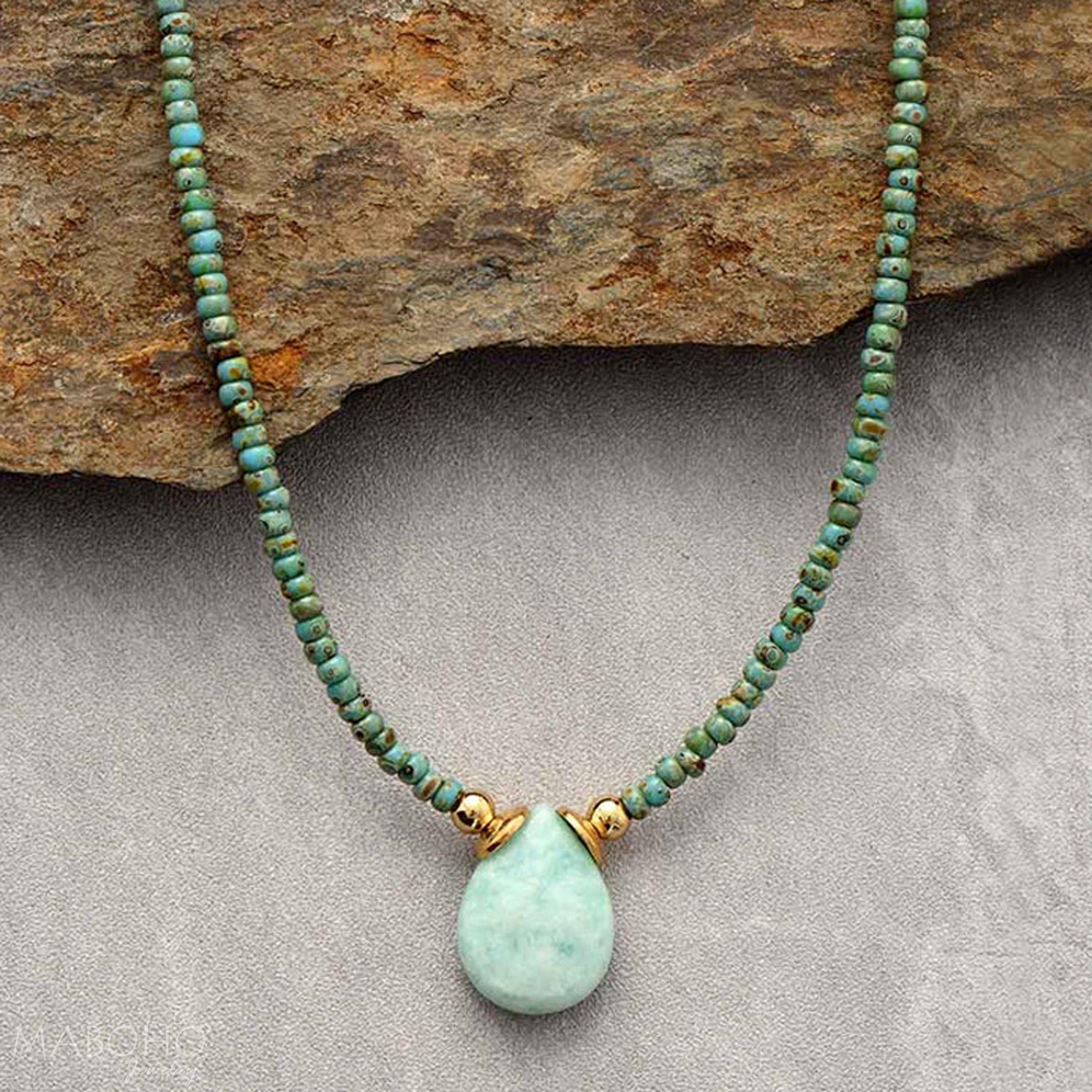 amazonite drop necklace beaded