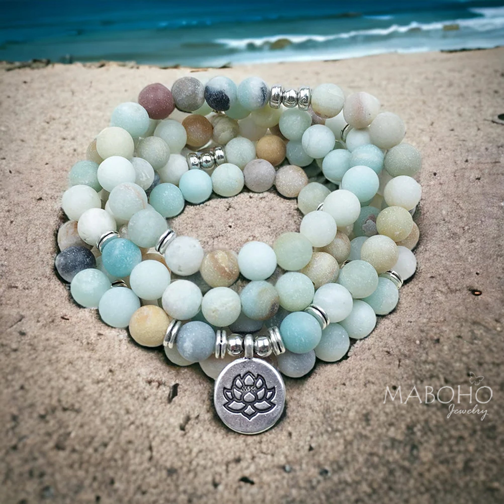 amazonite 108 natural matte necklace