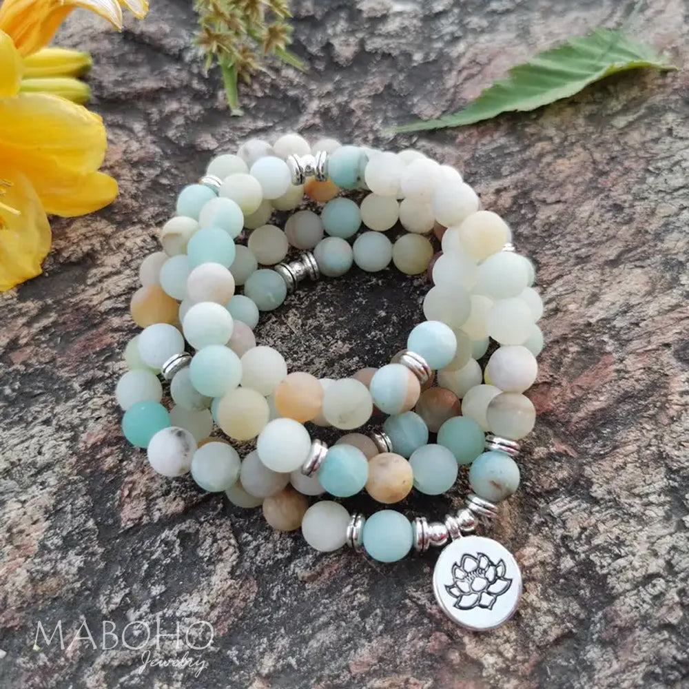 amazonite natural matte 108 mala