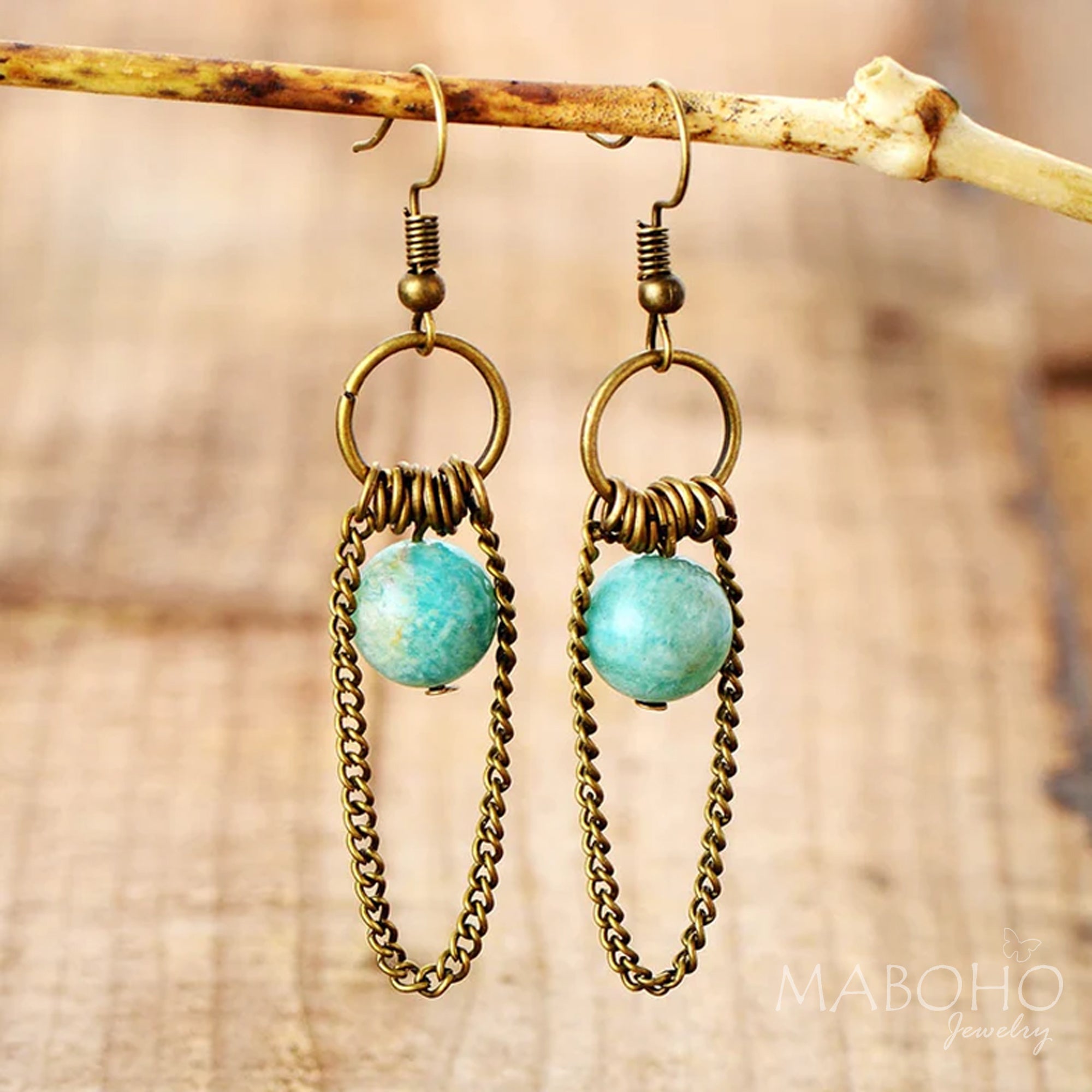 amazonite boho drop earrings