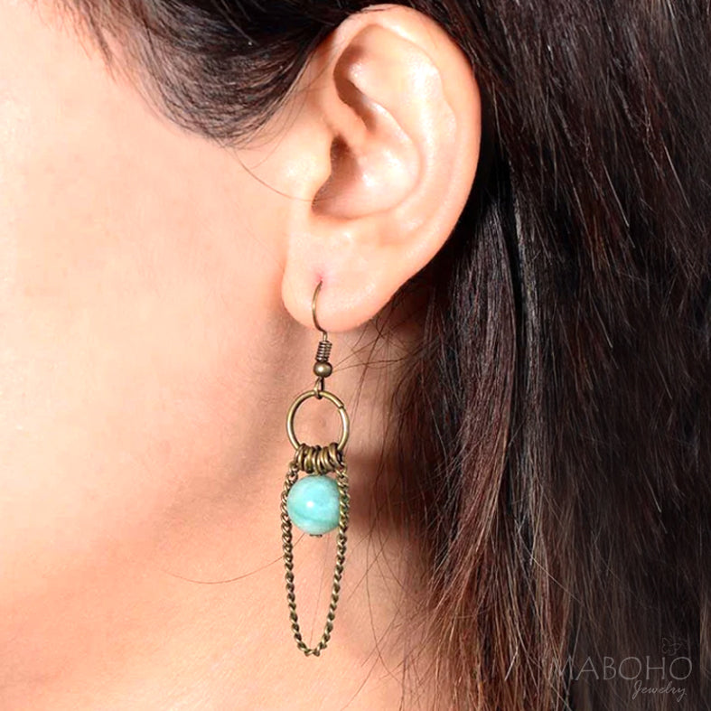 amazonite vintage earrings