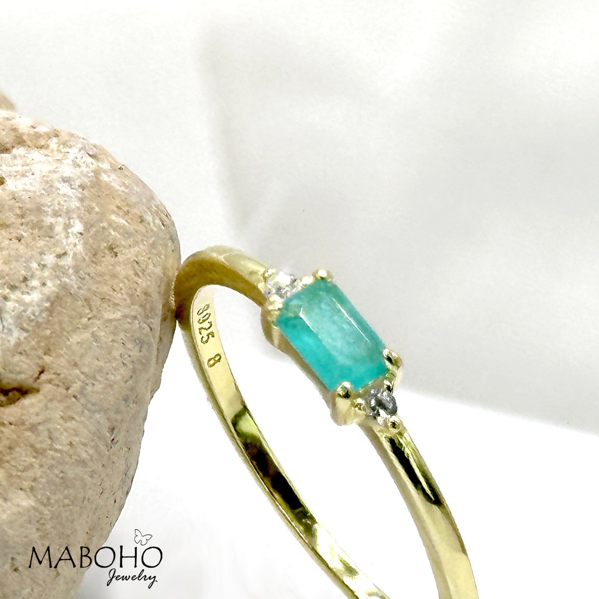 blue green crystal ring