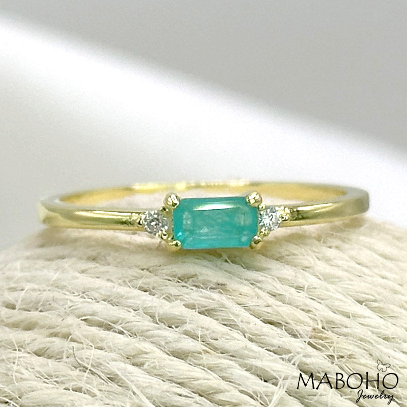 gold blue paraiba tourmaline ring