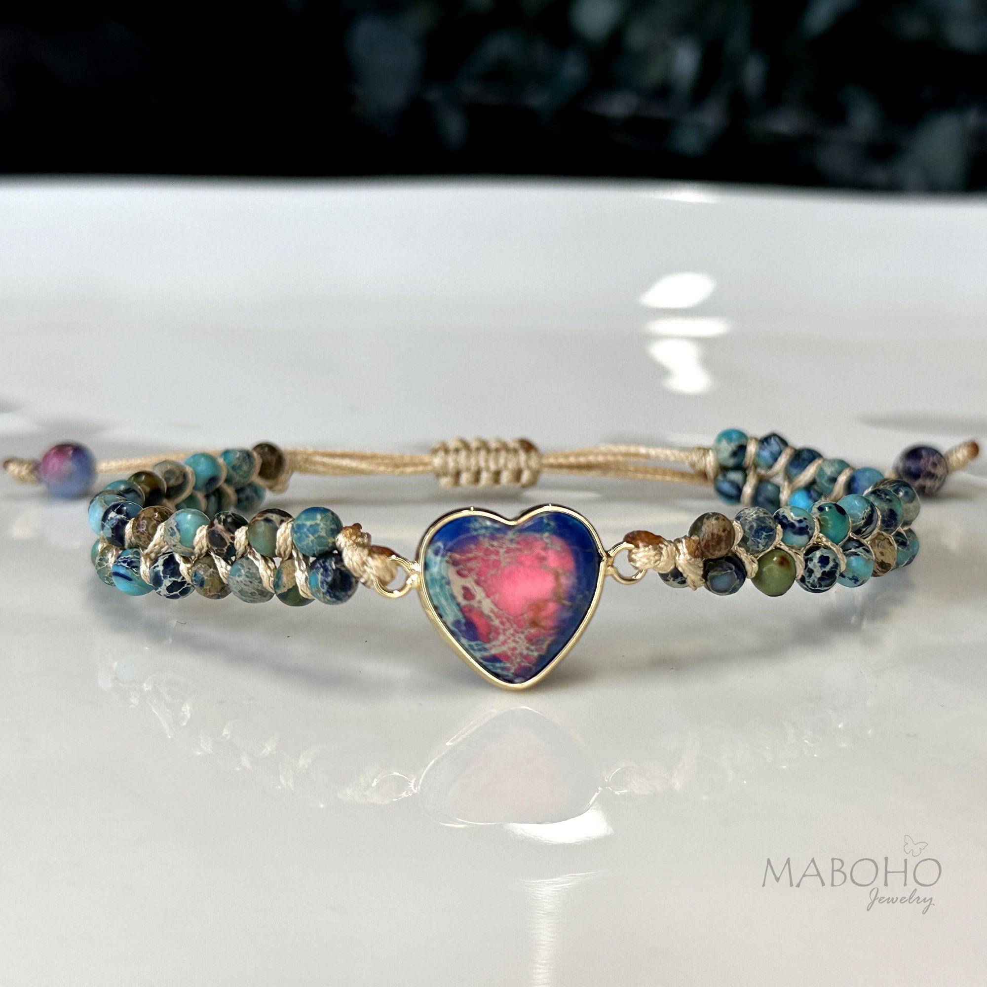 emperor stone heart beaded bracelet