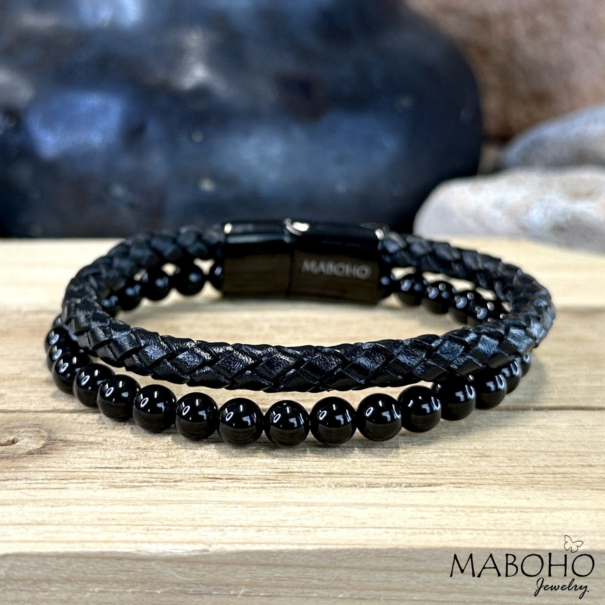 leather double bracelet