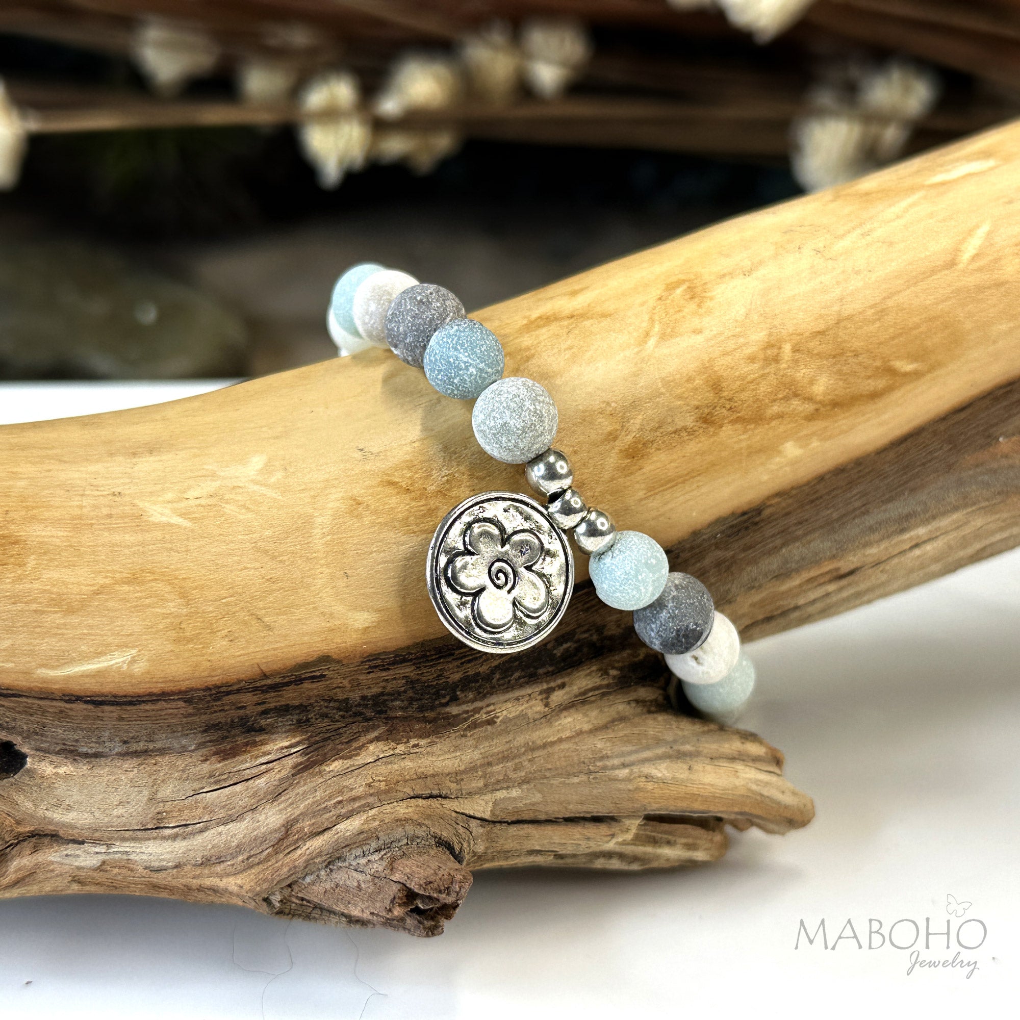 matte amazonite bracelet frosted stones