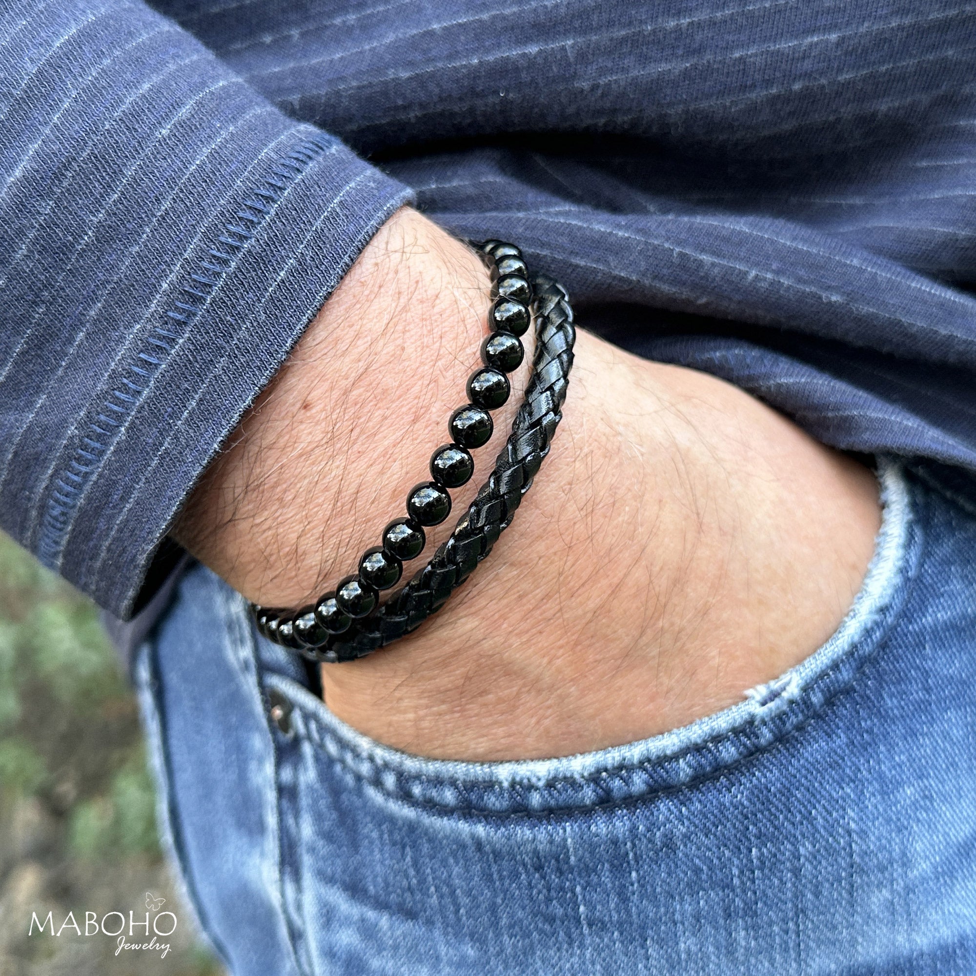 men's wrist bracelet onyx