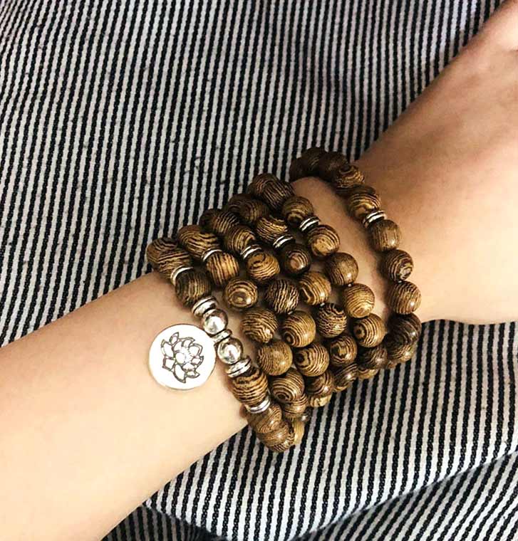 108 wooden mala beads sandalwood