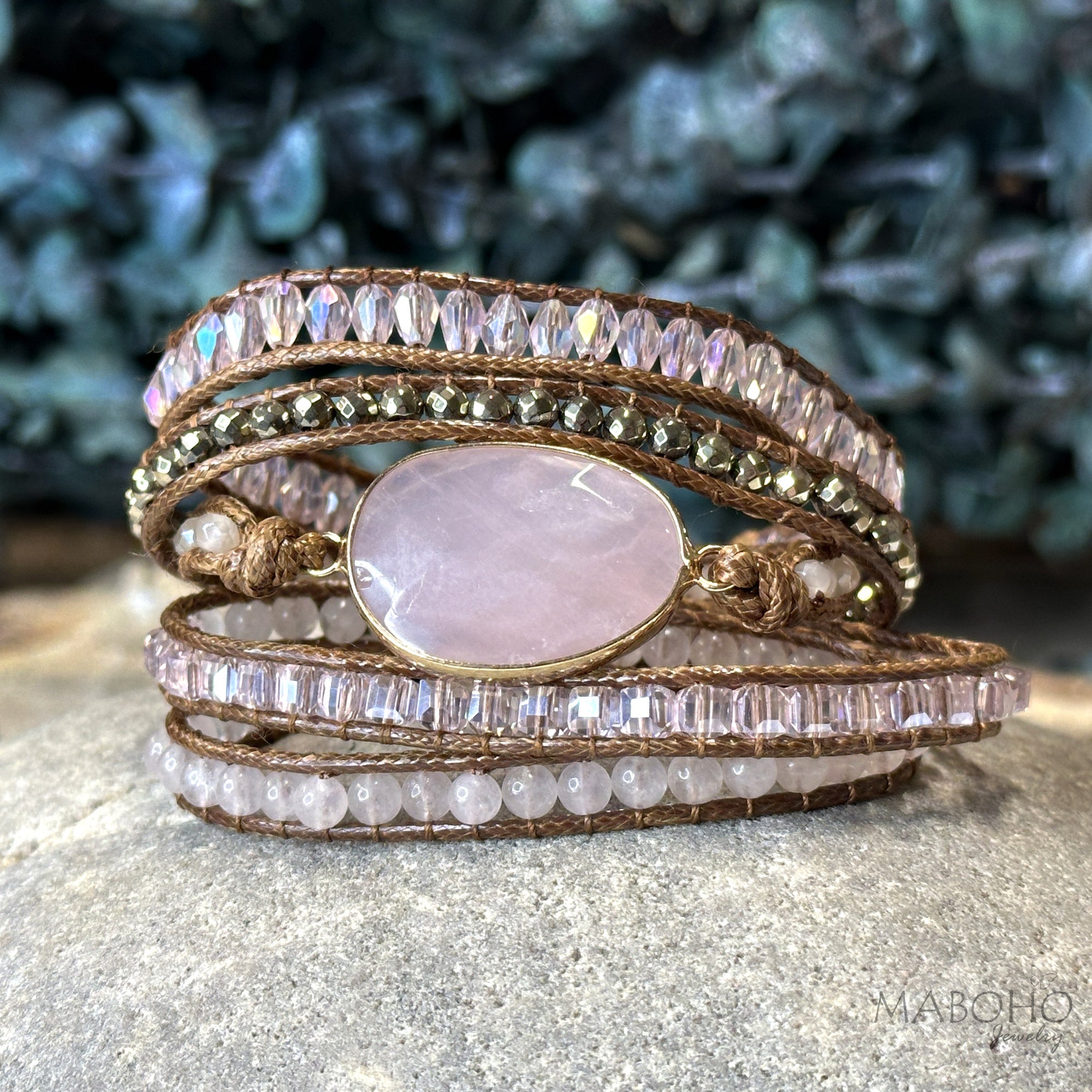 rose quartz boho 5 wrap