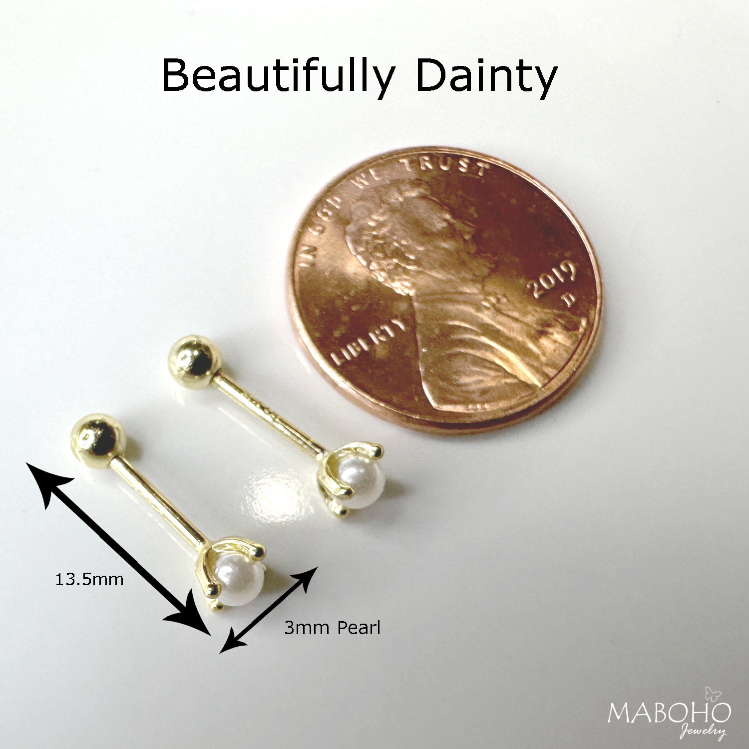 size of stud pearl earrings