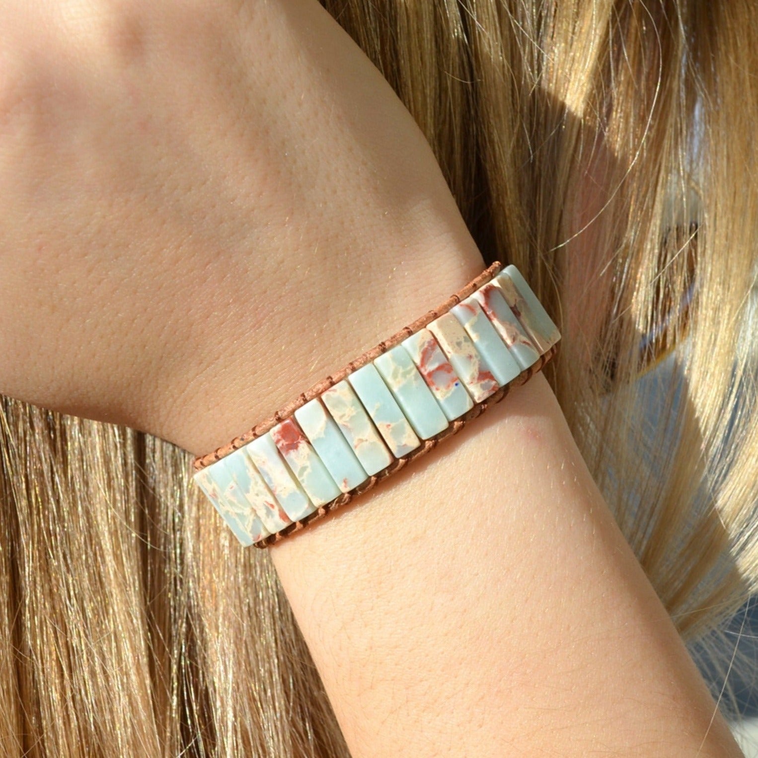 snake skin jasper bar bracelet