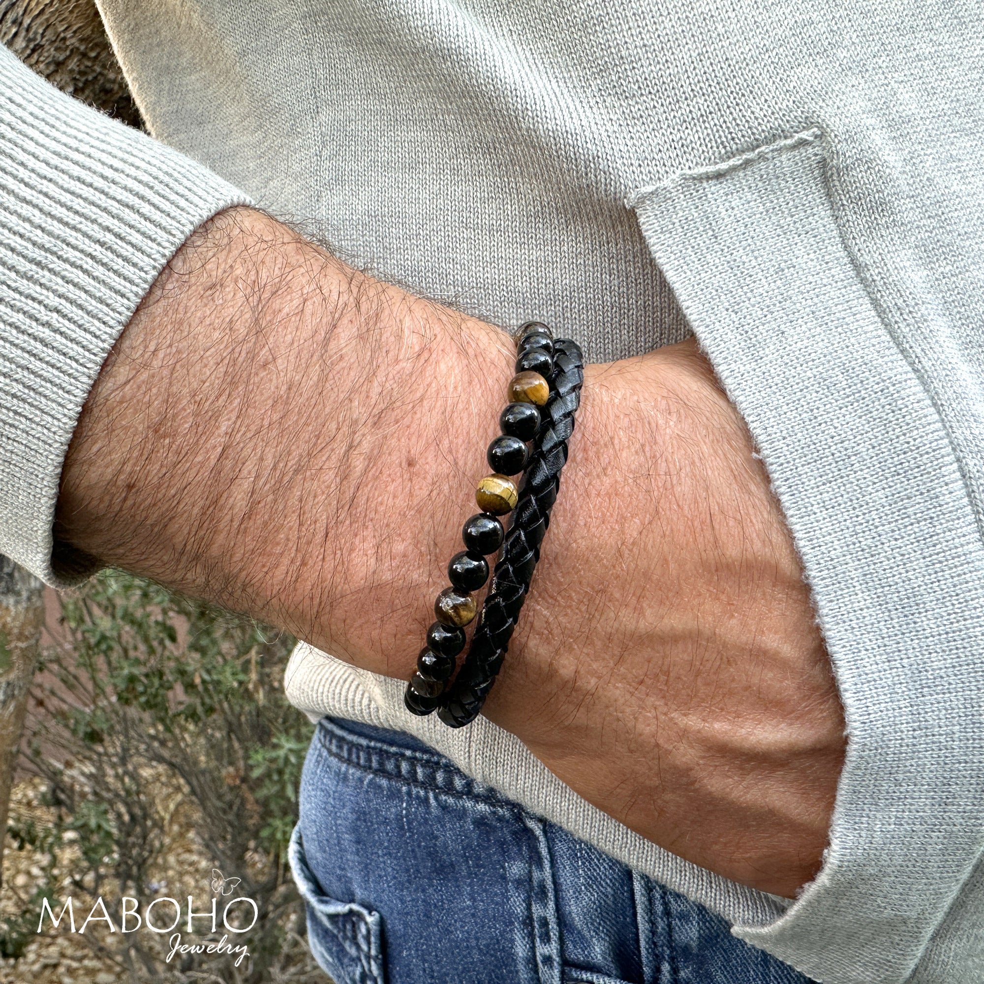 tiger's eye obsidian bracelet